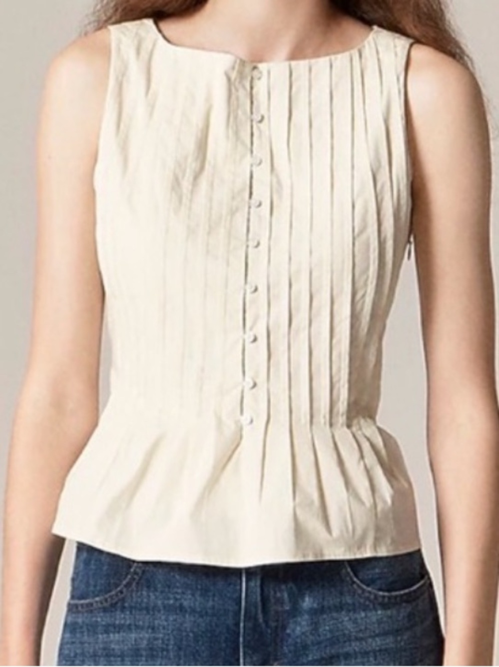 J.Crew pintuck top in premium-weight cotton poplin